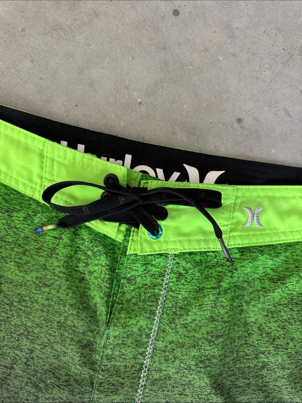 Hurley Phantom Neon Green to Black Fade with Stripes Boardshorts